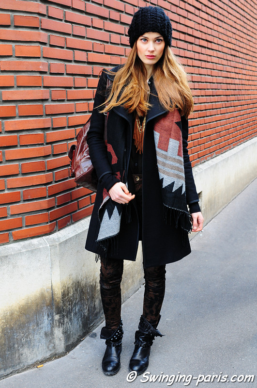 Larissa Hofmann leaving Bouchra Jarrar show, Paris Haute Couture S/S 2012 Fashion Week, January 2012